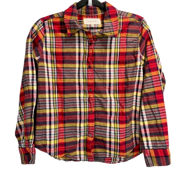 THE GREAT. The Cottage Plaid Button Down Shirt - Picture 3 of 7